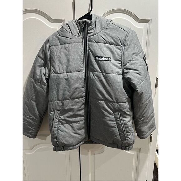 Timberland Boys Youth Puffer Coat/Gray Size Med 10/12